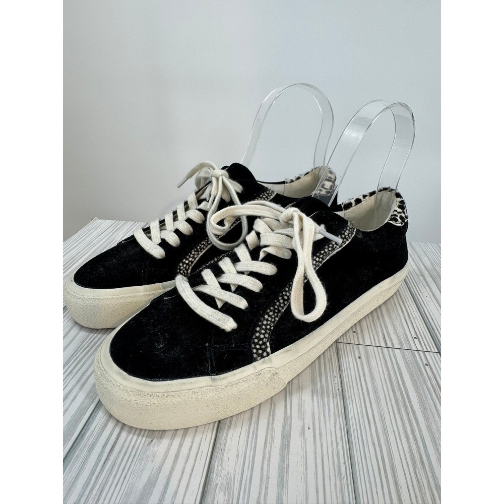 Madewell Sidewalk Low-Top Women's 7 Black Sneakers in Suede and Spot Calf Hair‎